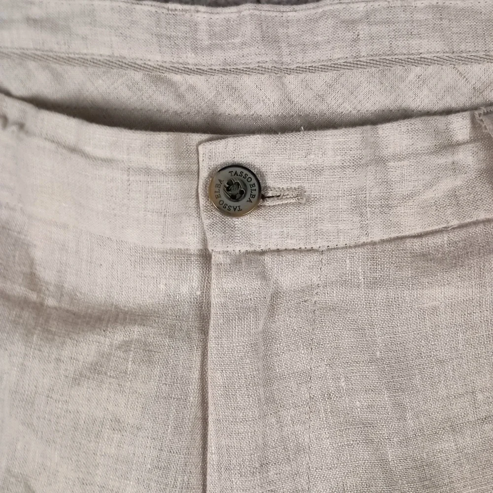 Tasso Elba Island Pants Mens 36x30 Beige Excellent 100% Linen Straight Leg Flat